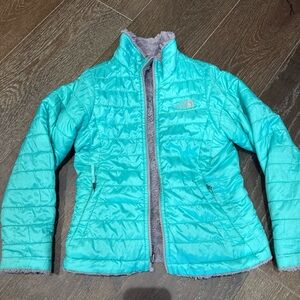 The North Face Reversible Green/Gray Jacket, Girls 7/8